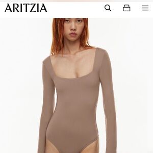 Aritzia Taupe Long Sleeve Bodysuit